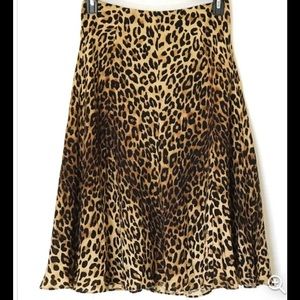Jones New York Leopard A line Fit Flare Skirt zip